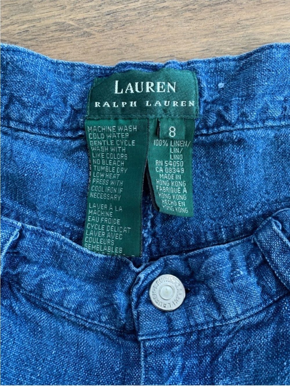 Lauren by Ralph Lauren 100% linen women’s denim blue pants straight legs size 8 - Picture 8 of 8